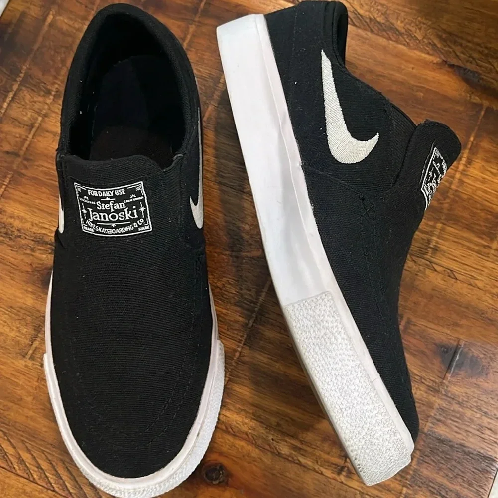 NIKE SB JANOSKI CANVAS SLIP ON SKATEBOARDING SNEAKERS BLACK  sz 5Y = 6.5 WOMENS - Picture 5 of 14